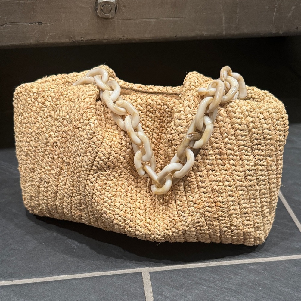 Banana Republic Tan Woven Shoulder Bag with Resin Strap